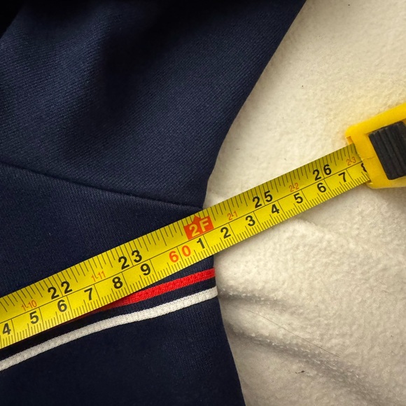 Vintage adidas Navy Zip-Up Sweater with Red and White Stripes - Picture 6 of 7